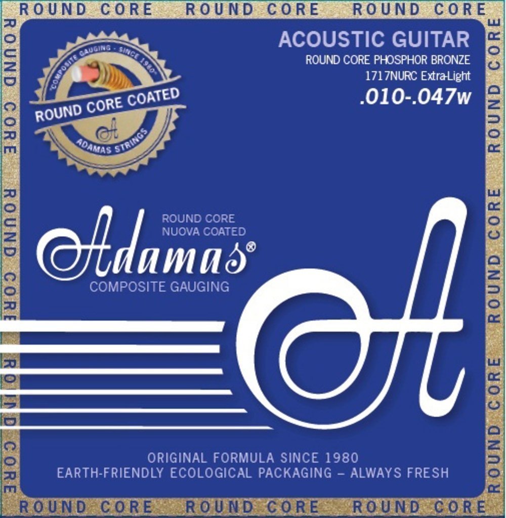 Adamas Cordes pour guitare acoustique Roundcore coated Phosphor Bronze Extra Light .010-.047 | 1717NURC
