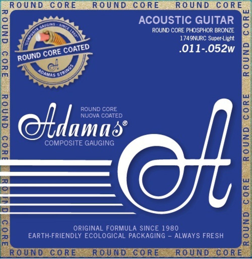Adamas Cordes pour guitare acoustique Roundcore coated Phosphor Bronze Super Light .011-.052 | 1749NURC