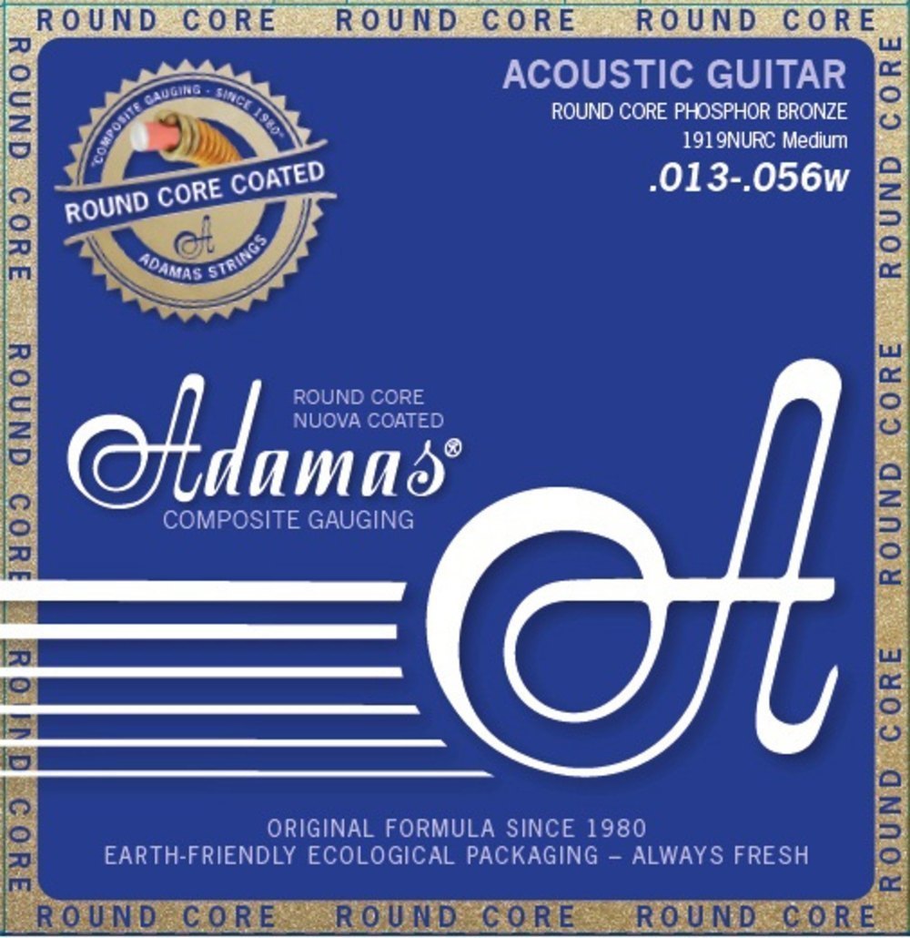 Adamas Cordes pour guitare acoustique Roundcore coated Phosphor Bronze Medium .013-.056 | 1919NURC