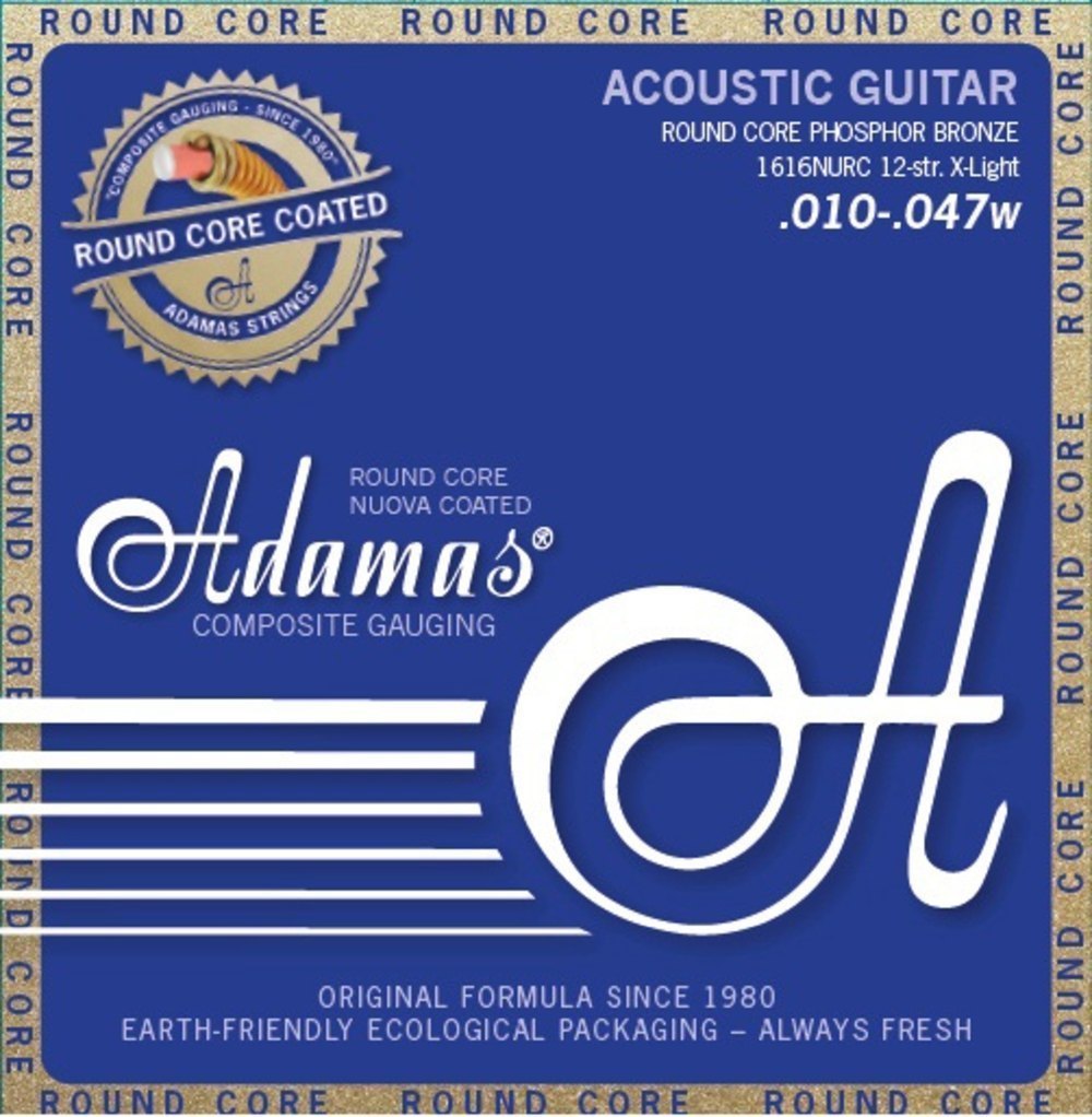 Adamas Cordes pour guitare acoustique Roundcore coated Phosphor Bronze 12-str. Light .010-.047 | 1616NURC