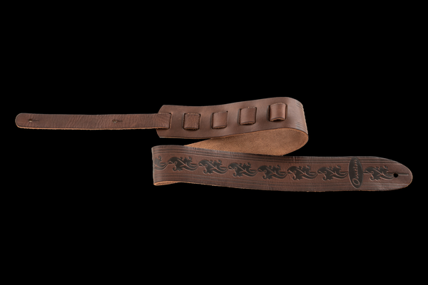 Ovation Courroie Leaf cuir chocolat pour guitare Chocolate